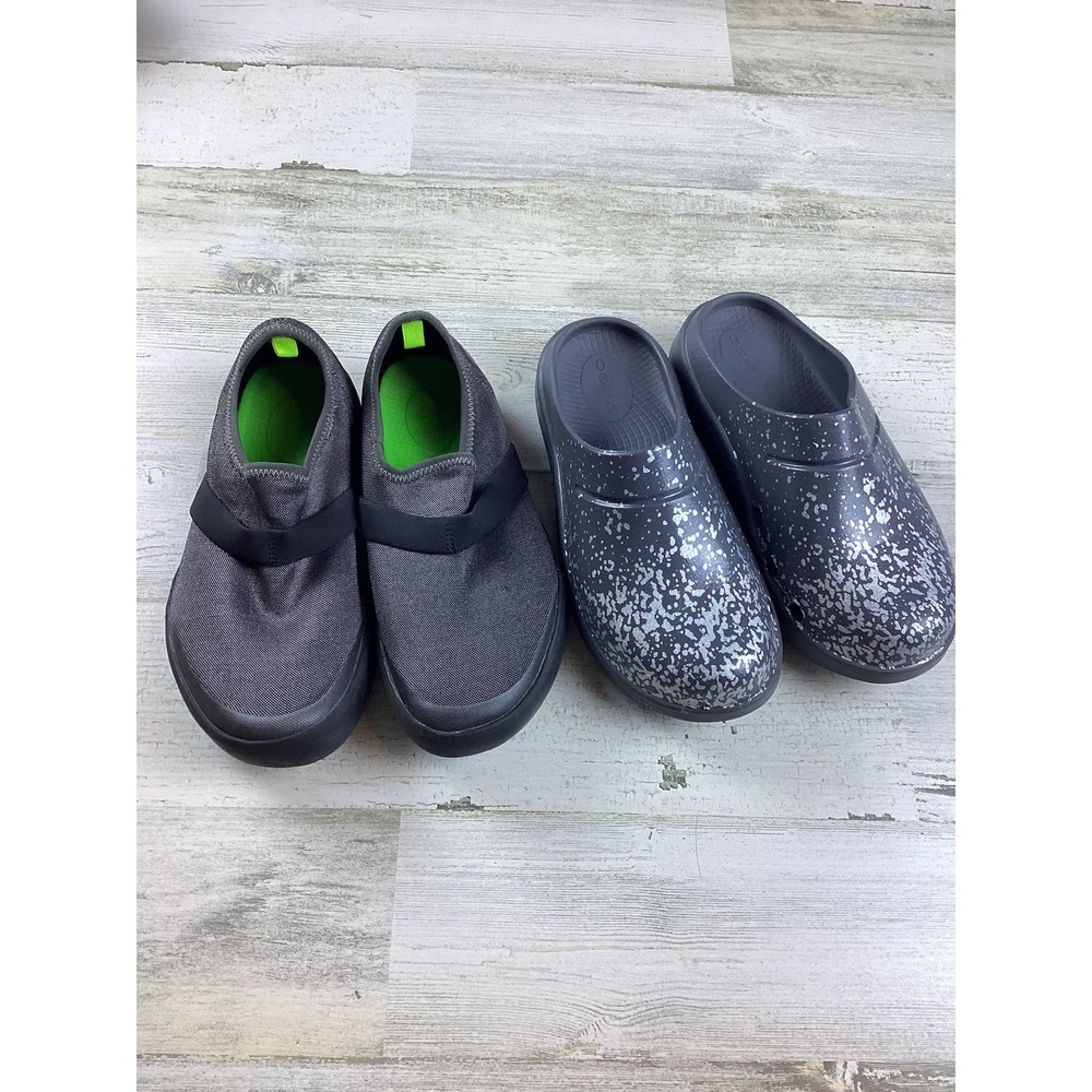 Lot Of 2 Womens W5 M 3 Oofas EeZee Gray / ooCloog Gray Speckled Recovery Shoes